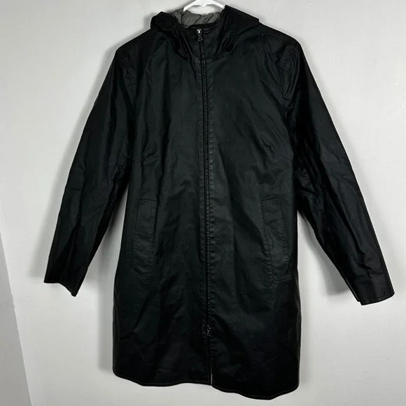 MO851 Canada Black Hooded Rain Jacket Womens Size 8 Style VCP9724 Full Zip Coat - Picture 10 of 16
